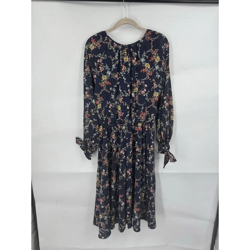 Gal‎ Meets Glam Bonnie Floral Blouson Dress Women 8 Navy Blue Peasant Cottage